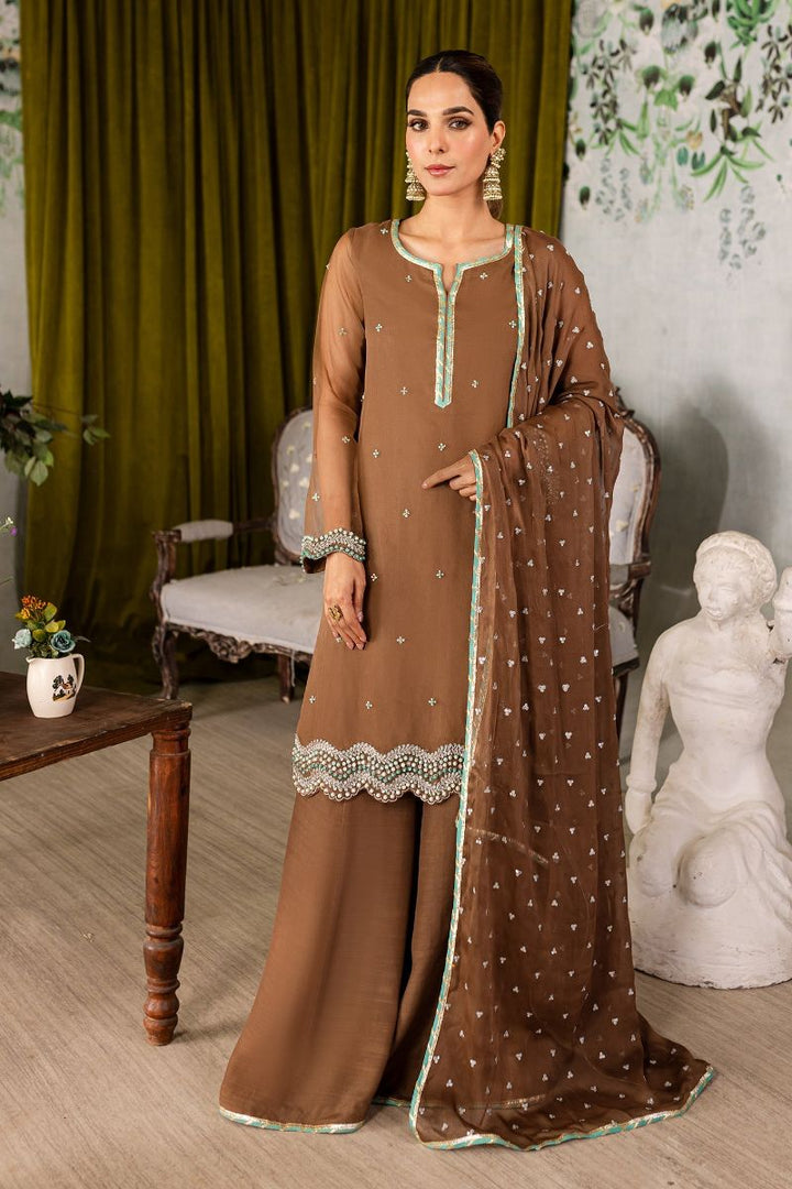 Allure by IH - SAMAH - Brown - Organza, Katan Silk & Chiffon - 3 Piece