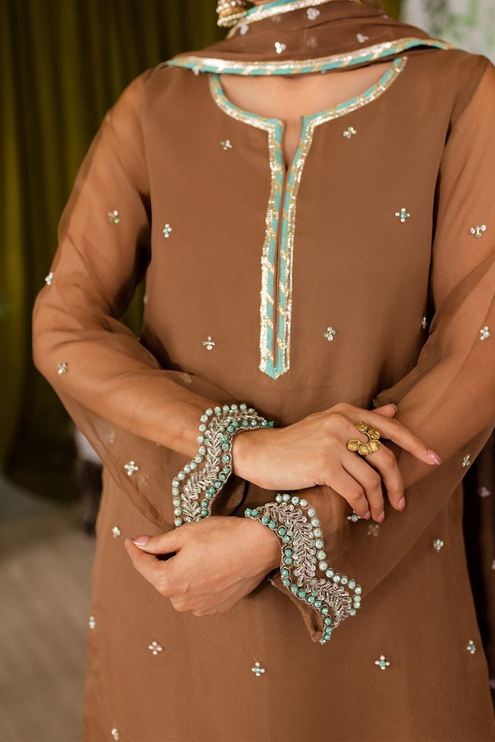 Allure by IH - SAMAH - Brown - Organza, Katan Silk & Chiffon - 3 Piece