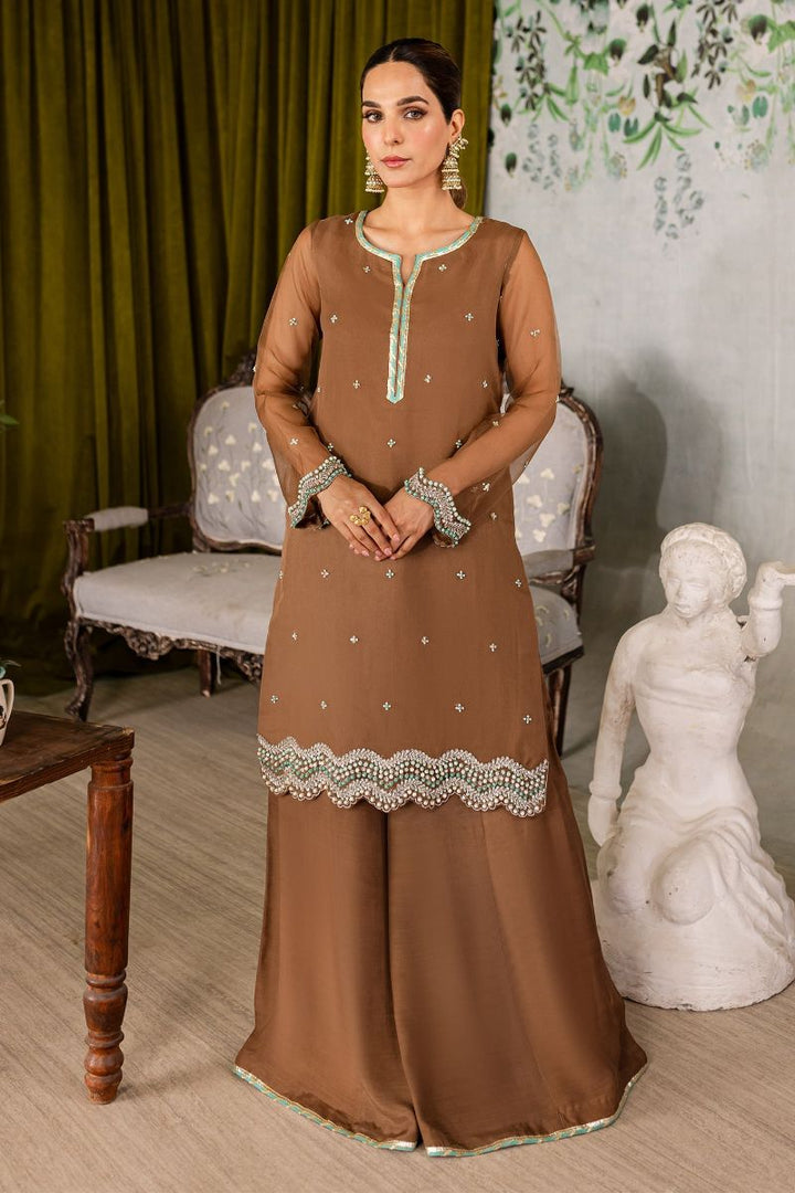 Allure by IH - SAMAH - Brown - Organza, Katan Silk & Chiffon - 3 Piece