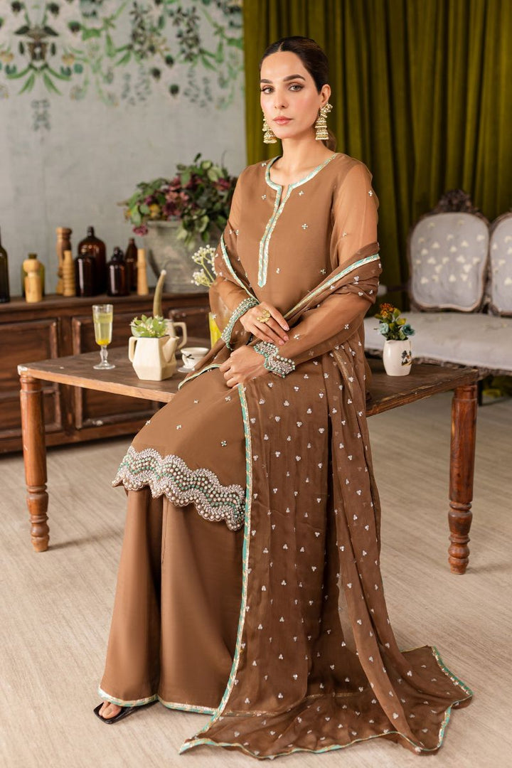 Allure by IH - SAMAH - Brown - Organza, Katan Silk & Chiffon - 3 Piece