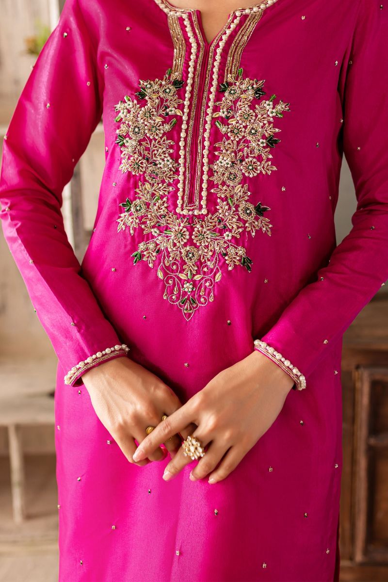 Allure by IH - TANYA - Fuchsia - Katan Silk & Chiffon - 3 Piece