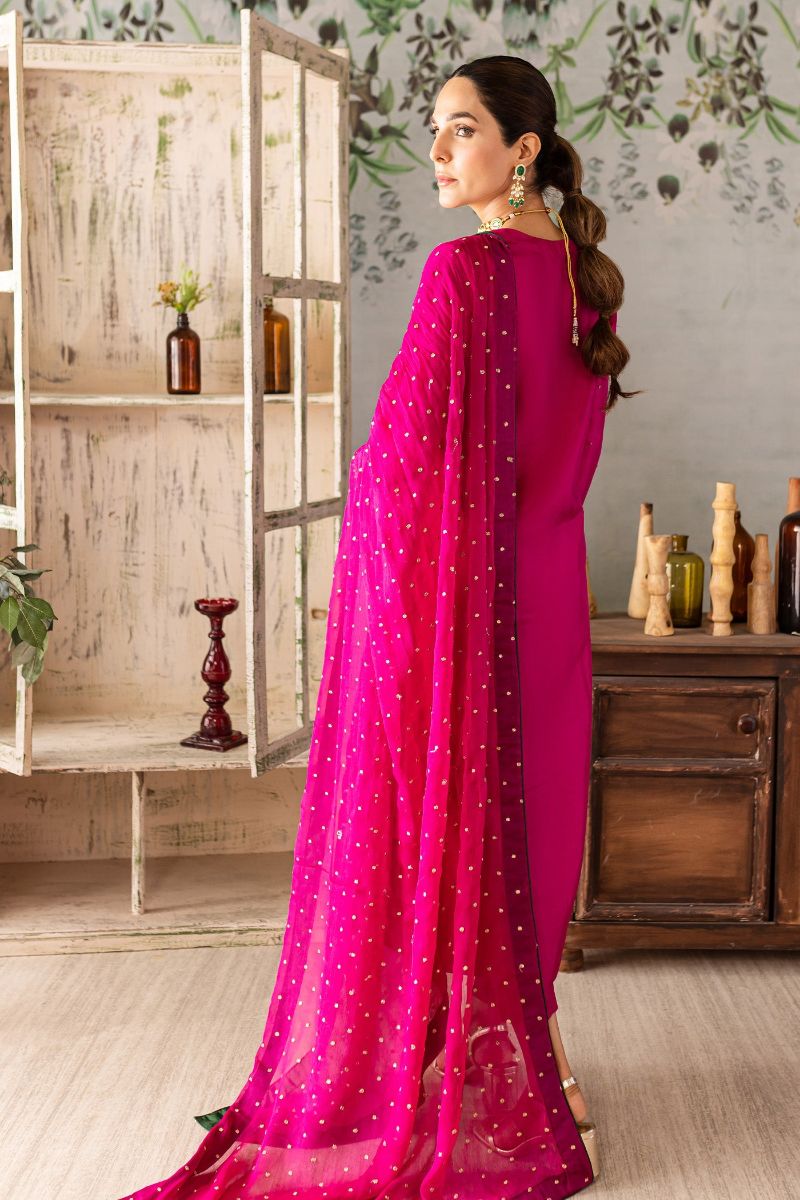 Allure by IH - TANYA - Fuchsia - Katan Silk & Chiffon - 3 Piece