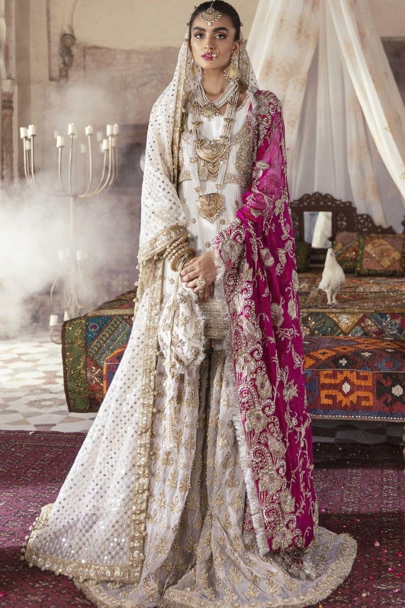 Maria Osama Khan - Arya - 003 with Shawl - Off-White - Raw Silk - 3 Piece - Studio by TCS