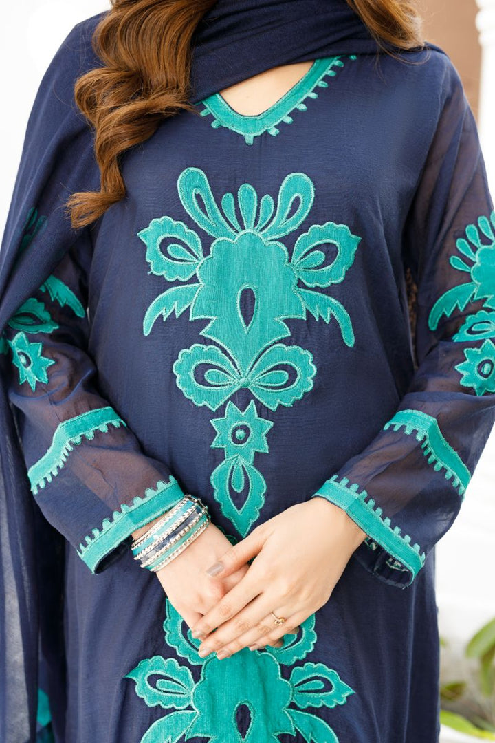 Anayra Amal - Uraan - Navy Blue - Paper Silk - 3 Piece