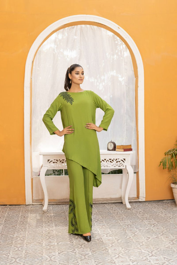 Anayra Amal - Kainaat - Olive Green - Grip Georgette - 2 Piece