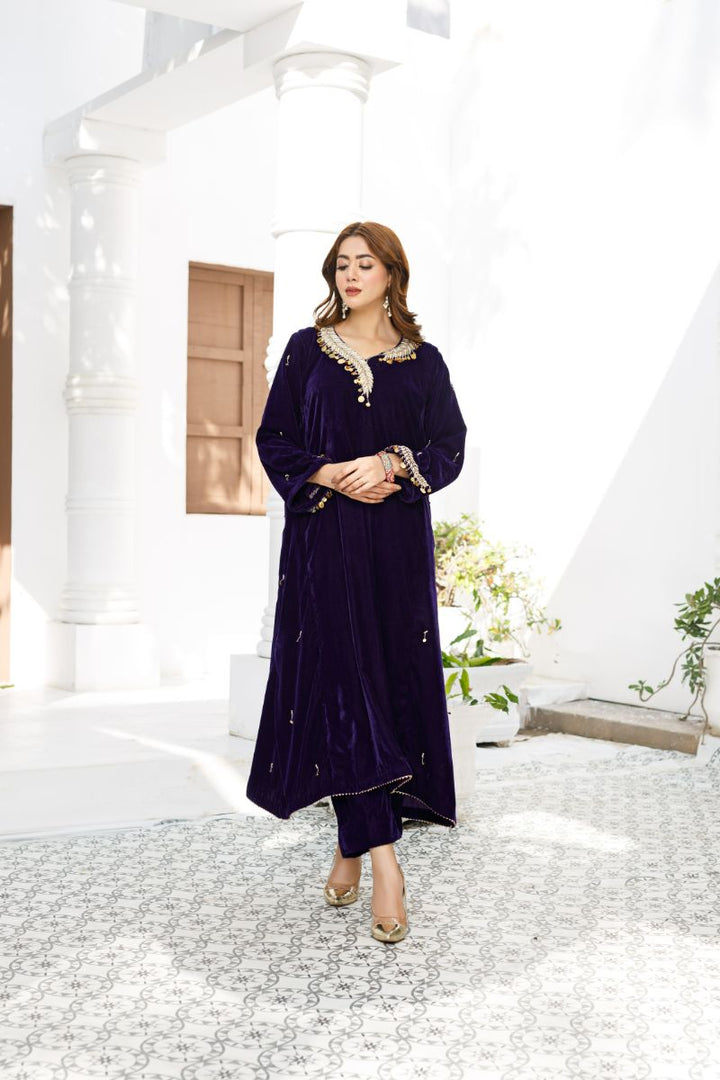 Anayra Amal - Arsh - Purple - Velvet - 2 Piece