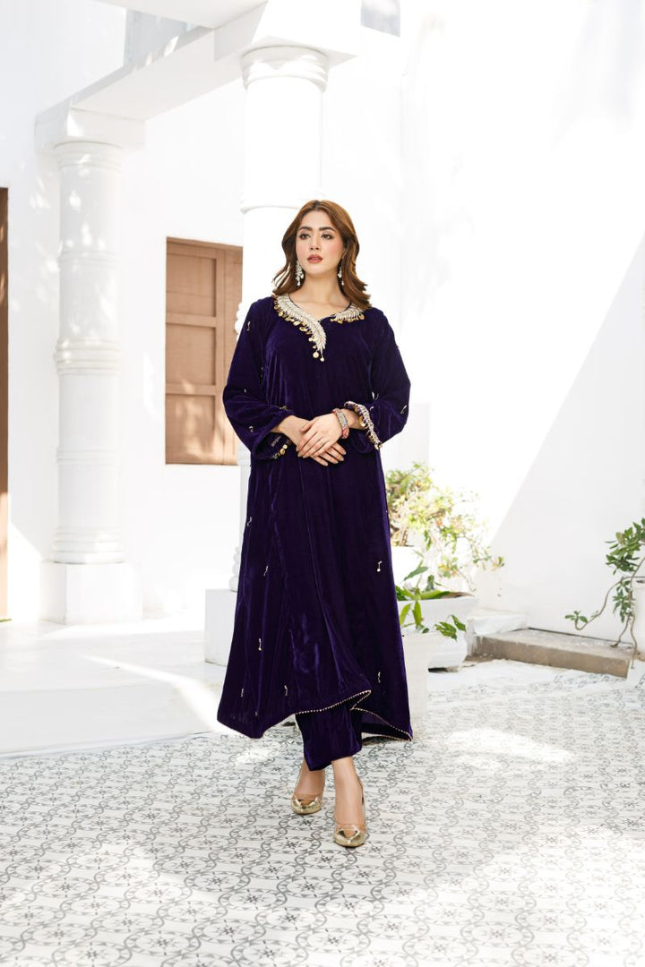 Anayra Amal - Arsh - Purple - Velvet - 2 Piece