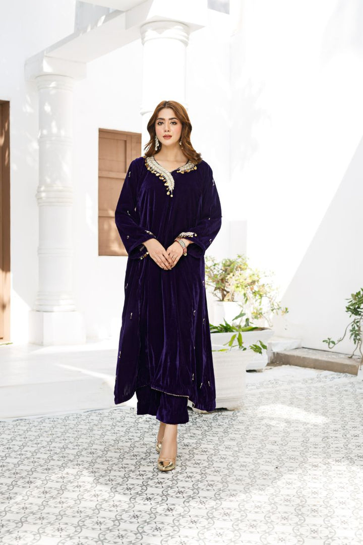 Anayra Amal - Arsh - Purple - Velvet - 2 Piece