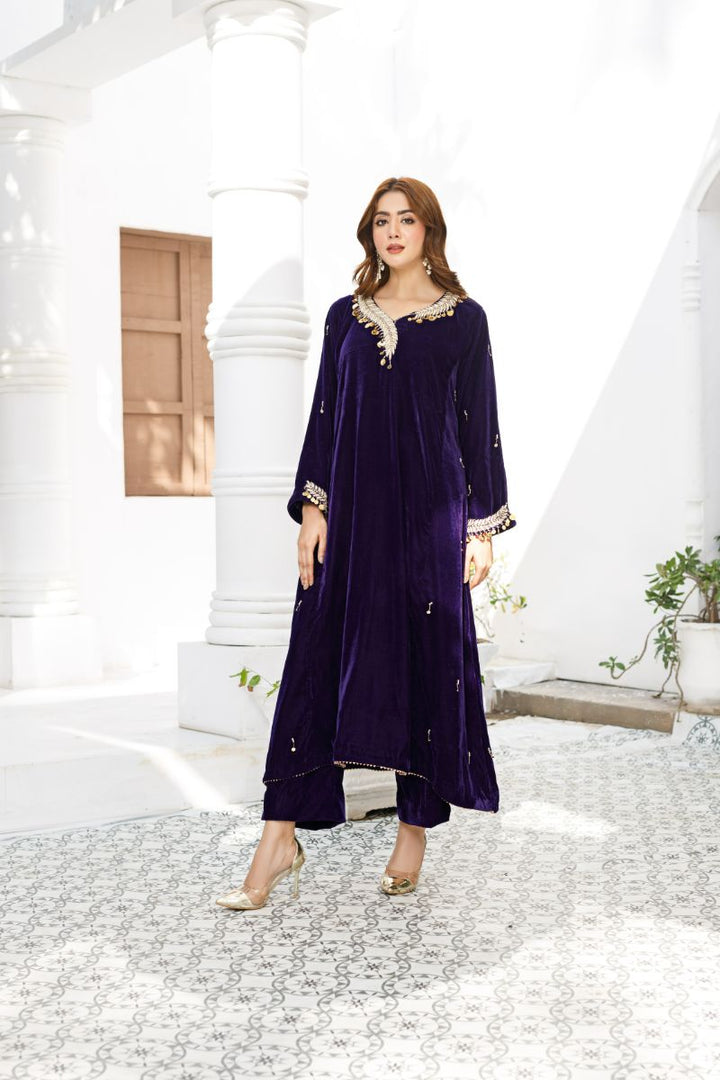 Anayra Amal - Arsh - Purple - Velvet - 2 Piece