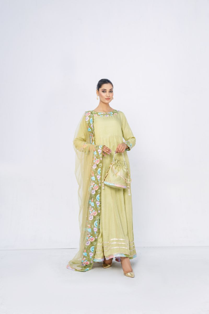 Anayra Amal - Vasl - Pistachio Green - Korean Silk - 3 Piece