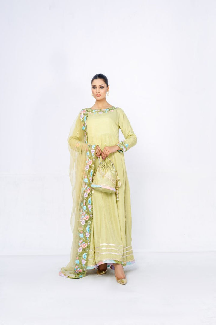 Anayra Amal - Vasl - Pistachio Green - Korean Silk - 3 Piece