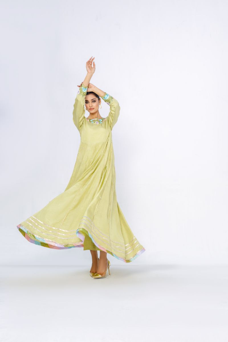 Anayra Amal - Vasl - Pistachio Green - Korean Silk - 3 Piece