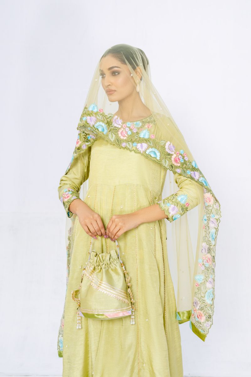 Anayra Amal - Vasl - Pistachio Green - Korean Silk - 3 Piece