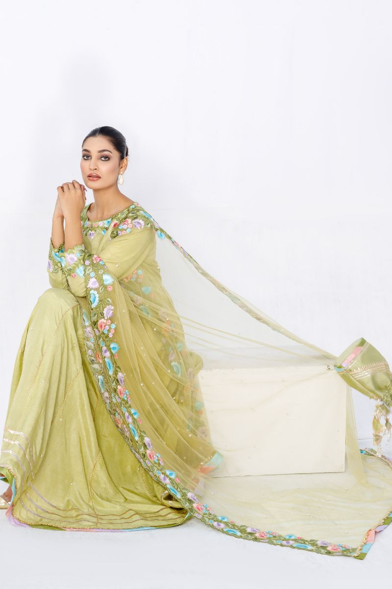 Anayra Amal - Vasl - Pistachio Green - Korean Silk - 3 Piece