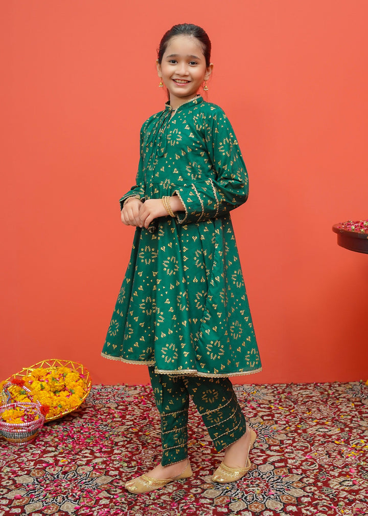 Modest - Green Cambric Printed 3 Piece Suit | 8525