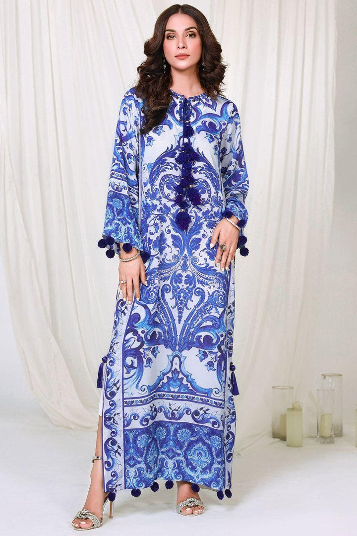 Reema Ahsan - ISHA - PK Raw silk  - White & blue  - 2 Piece