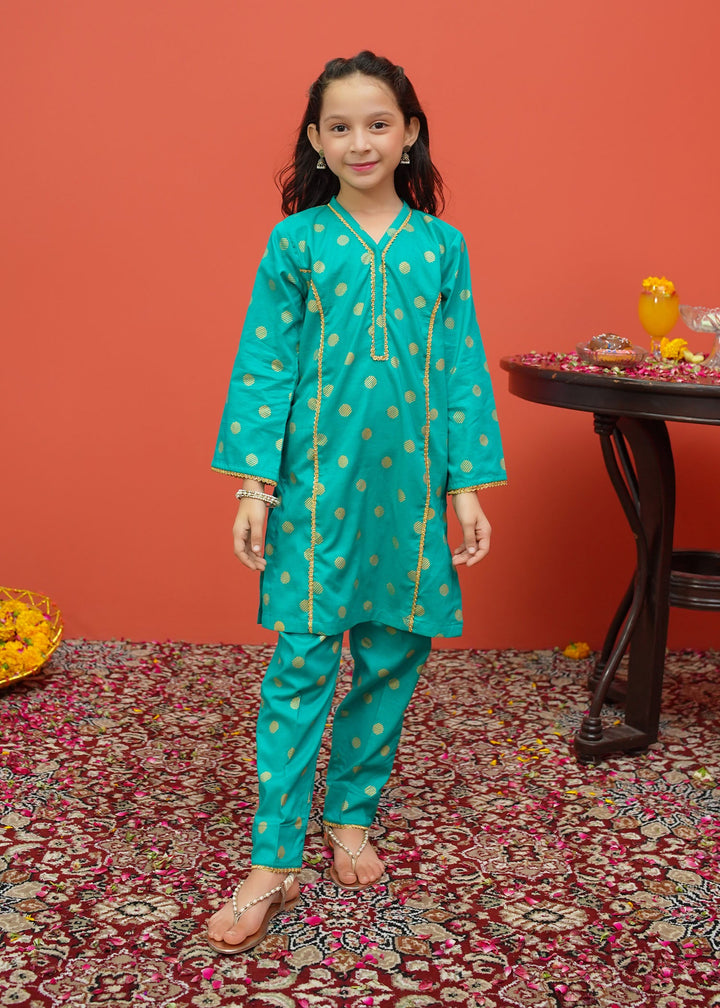 Modest - Green Toddlers Cambric Printed 2 Piece Suit | 8515