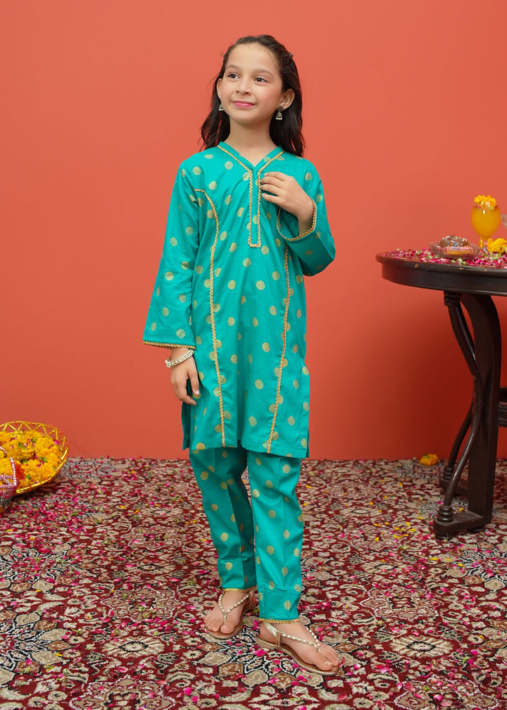 Modest - Green Toddlers Cambric Printed 2 Piece Suit | 8515