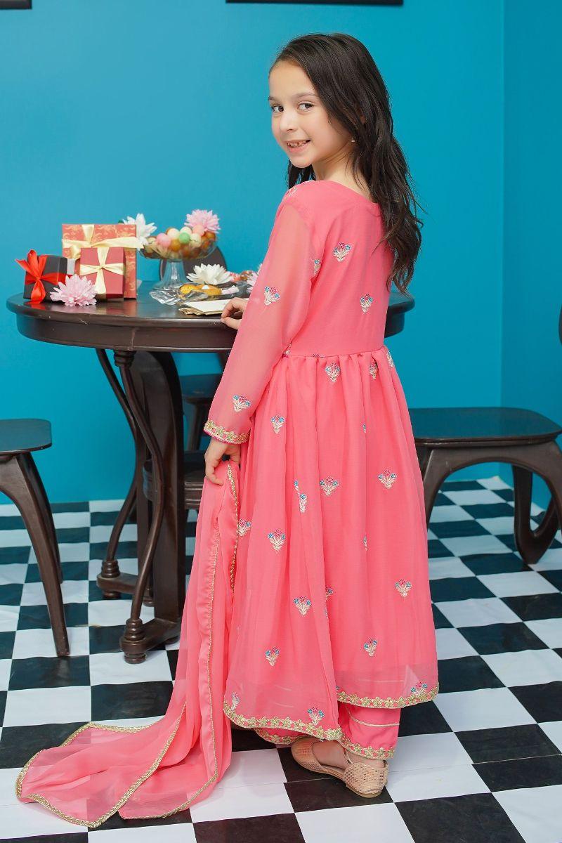 Modest - Shireen - Pink - Chiffon - Girls 3 Piece Suit