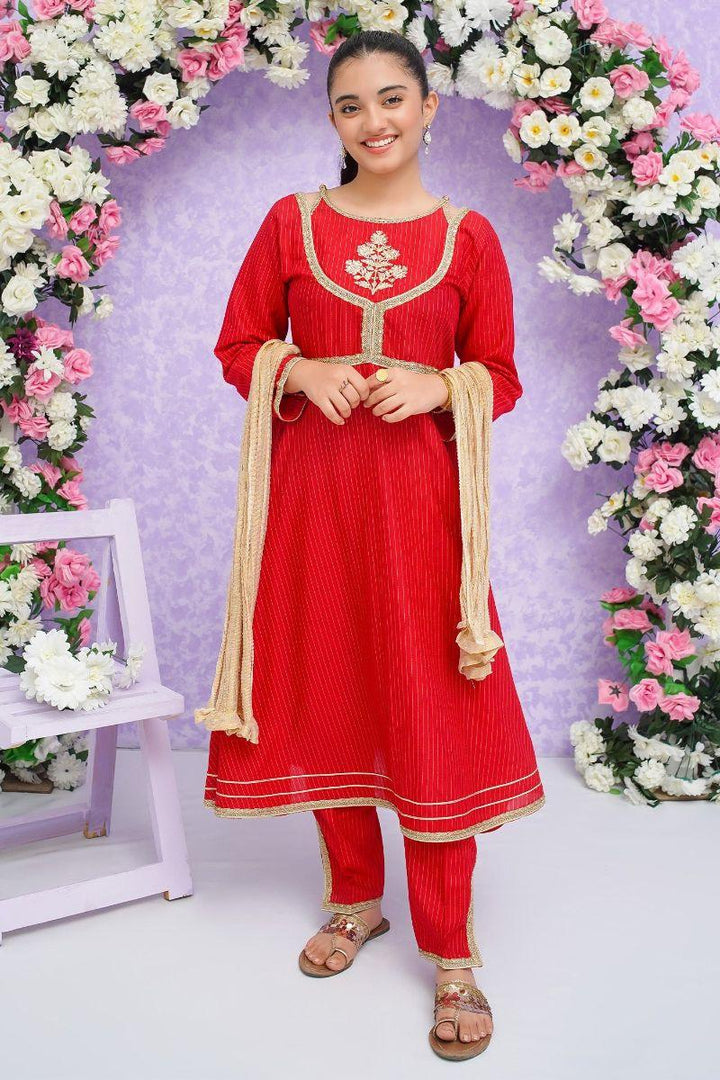 Modest - Roop - Red - Cotton - Girls 3 Piece Suit