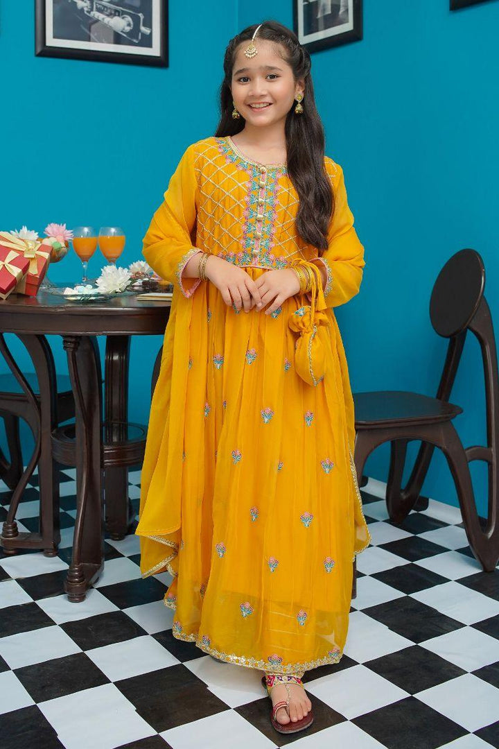 Modest - Naaznein - Mustard - Chiffon - Girls 3 Piece Suit