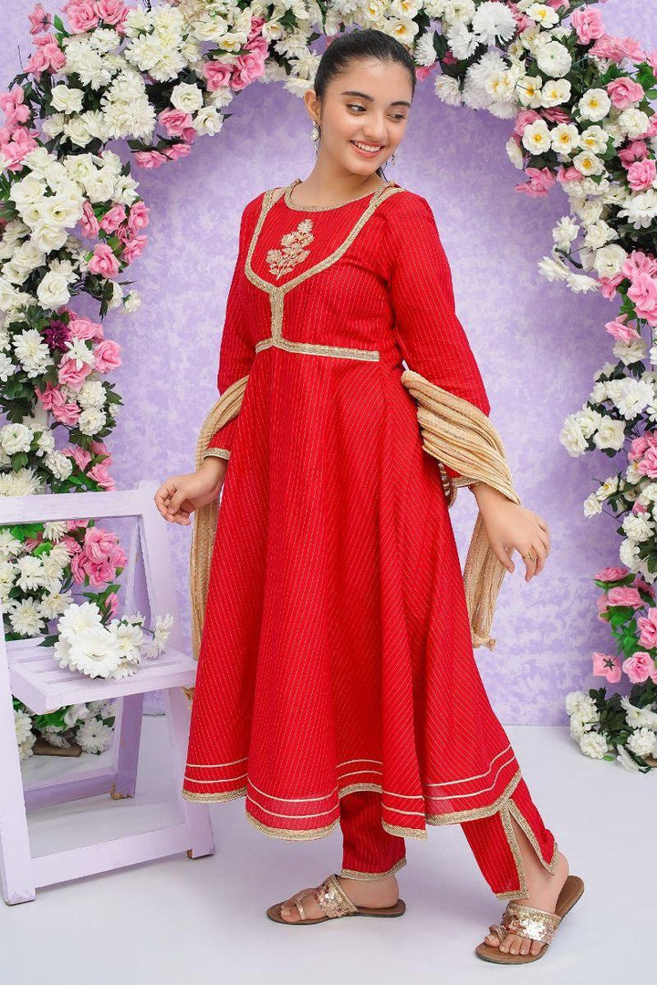 Modest - Roop - Red - Cotton - Girls 3 Piece Suit