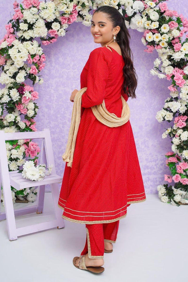 Modest - Roop - Red - Cotton - Girls 3 Piece Suit