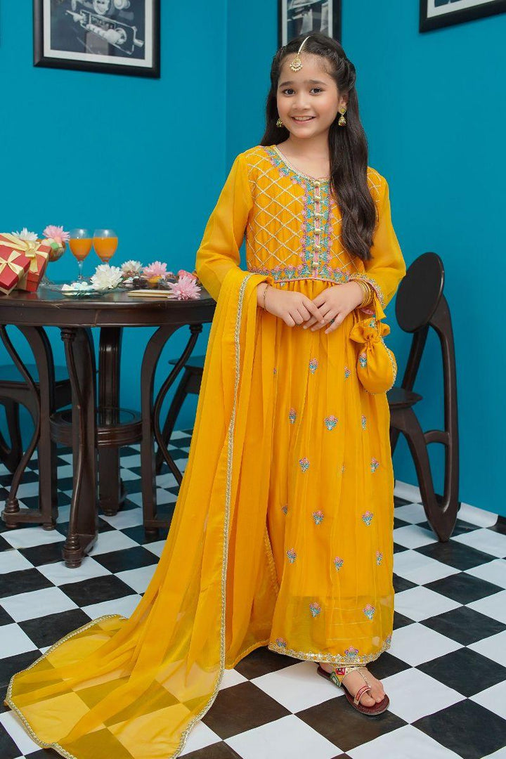 Modest - Naaznein - Mustard - Chiffon - Girls 3 Piece Suit