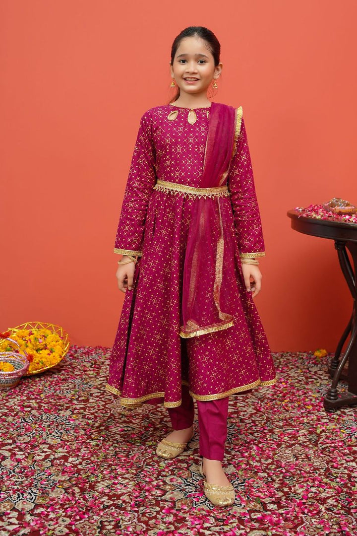 Modest - Purple Cambric Printed 3 Piece Suit | 8195