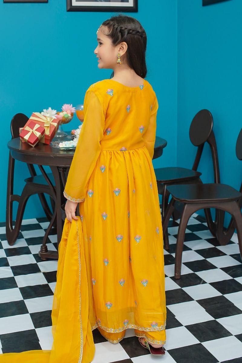 Modest - Naaznein - Mustard - Chiffon - Girls 3 Piece Suit