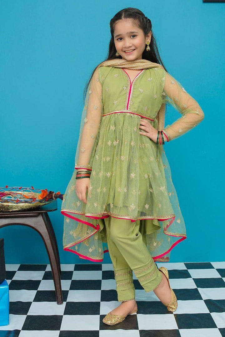 Modest - Menah - Green - Net - Girls 3 Piece Suit