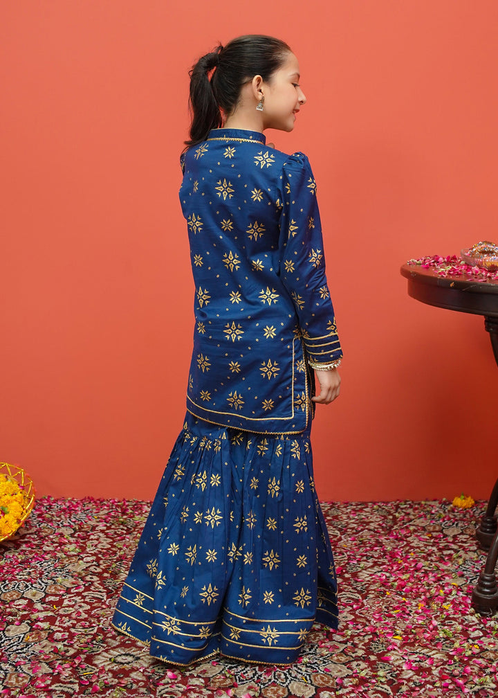 Modest - Blue Cambric Printed 3 Piece Suit | 8555