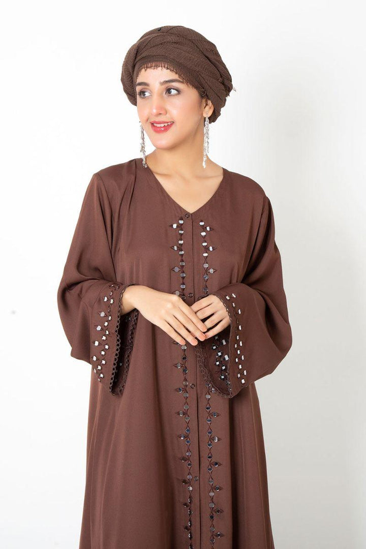 Abaya.pk - Reflection Brown Abaya - Nada Fabric - Brown