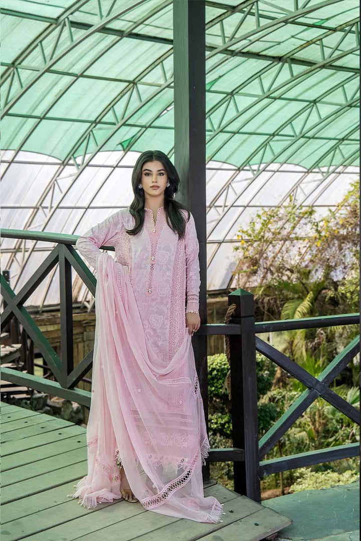 Malook - Pink rose - Lawn - 3 Piece - Unstitch