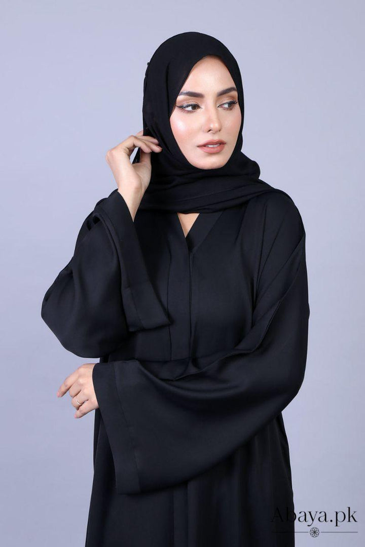 Abaya.pk - Pristine Black Abaya & Hijab - Chiffon & Nada Fabric