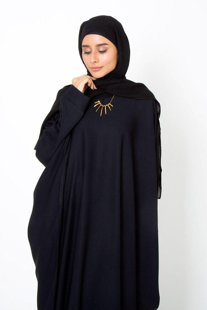 Abaya.pk - Black Butterfly Gown Abaya & Hijab - Chiffon & Nada FAbirc