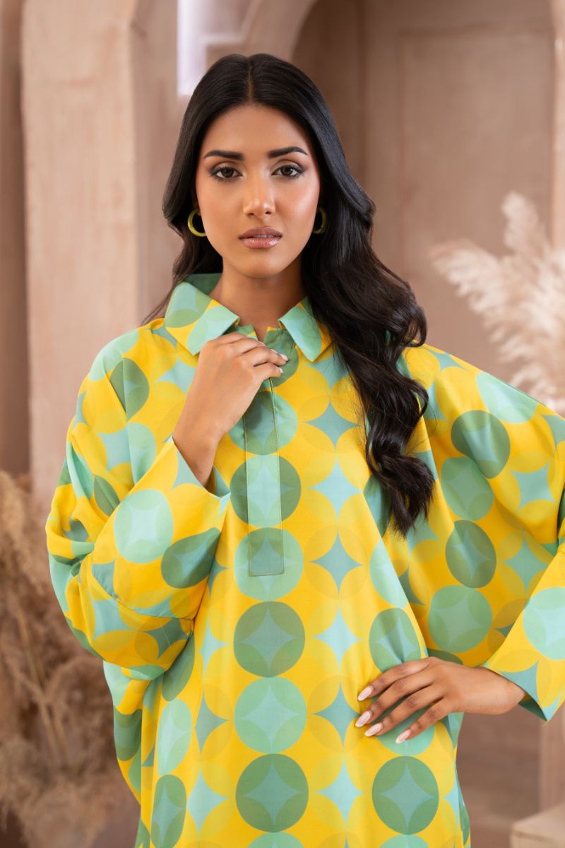 Ayla Studio - Warm Mint - Georgette - Yellow with Sage Green & Mint - 2 Piece