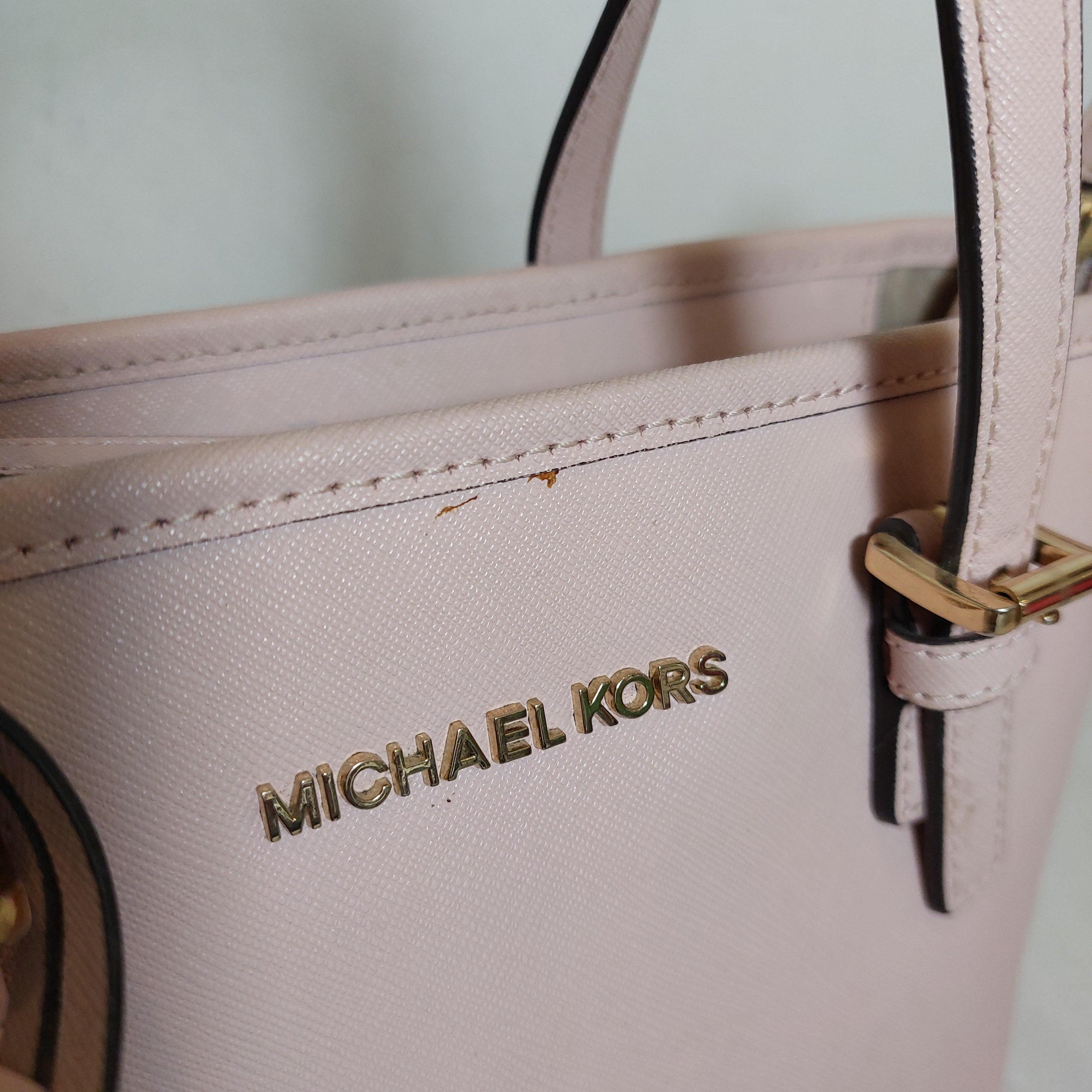 Pre Loved Treasures Michael Kors Light Pink Leather Small Jet Set Tote