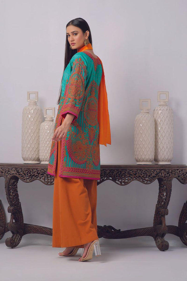 Rizwan Beyg Design - Gulmeena - Silk - Ferozi - 2 Piece