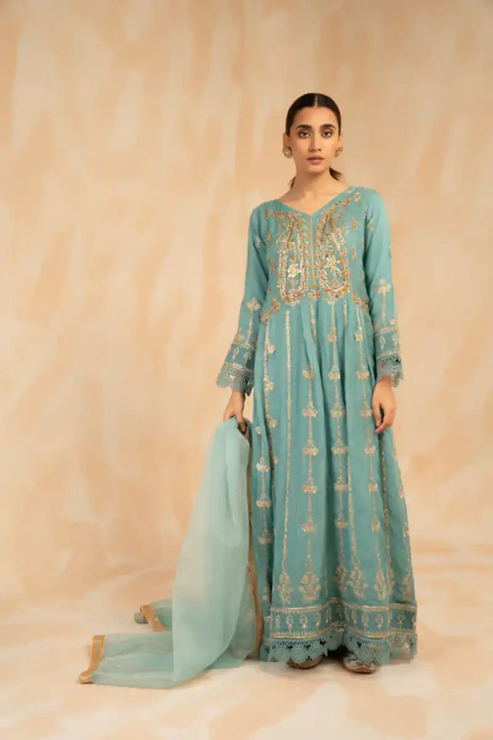 Sarajahan - BlueBell - Chiffon - Blue - 3 Piece