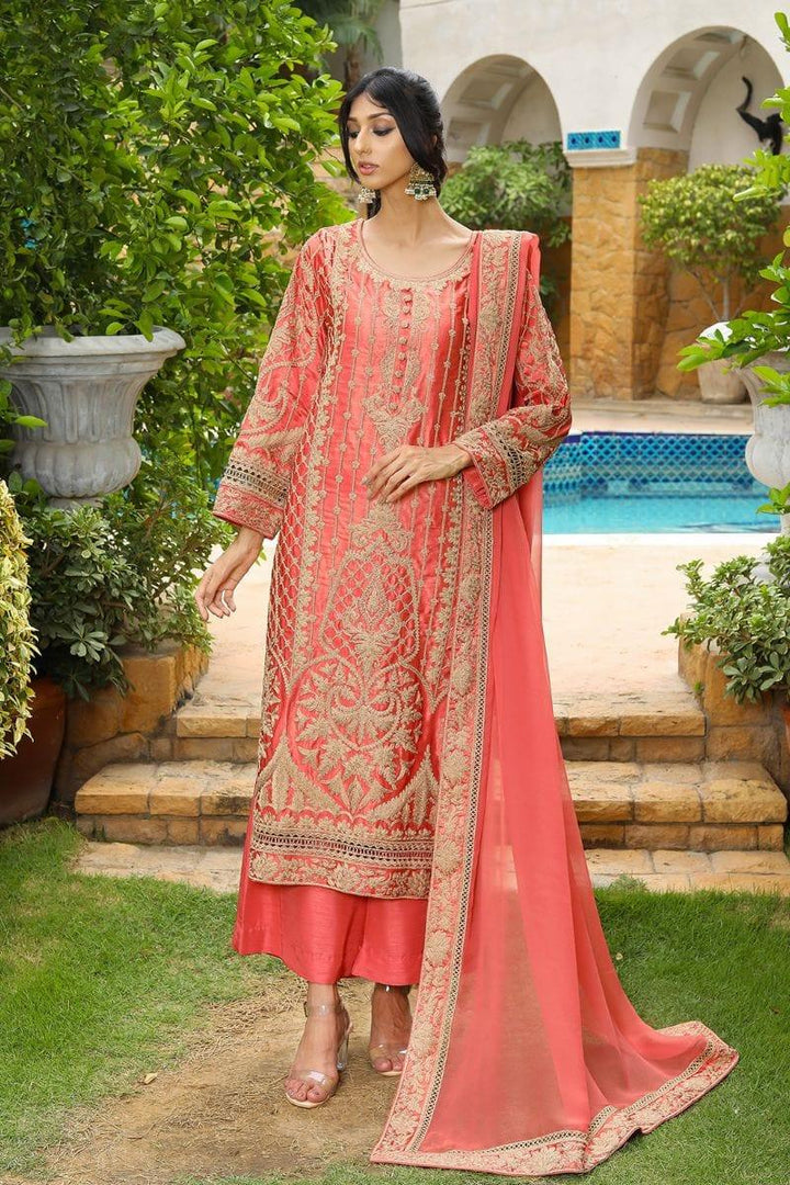 Rizwan Beyg - Espania Watermelon - Satin - Rust - 2 Piece - Studio by TCS