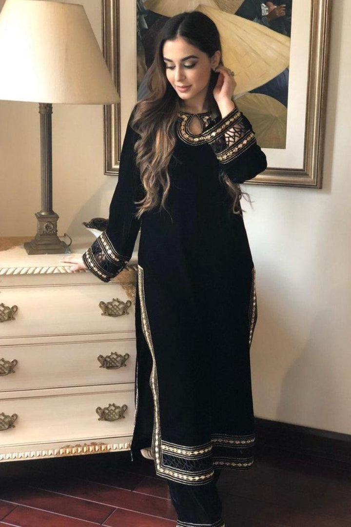 Maheen Trends - Black Blossom - 2 Piece - Valvet