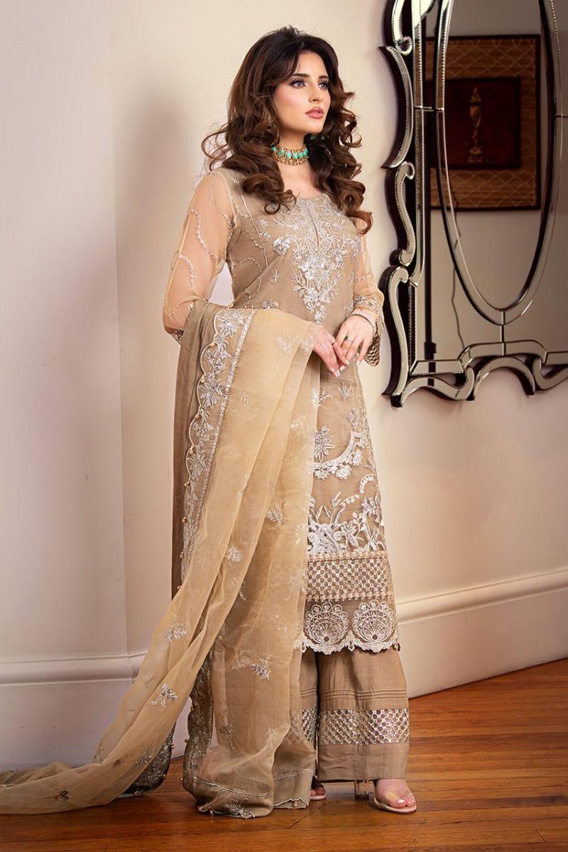 Kaanchi London - Maham - Beige - Organza Shirt - 3 Piece - Studio by TCS