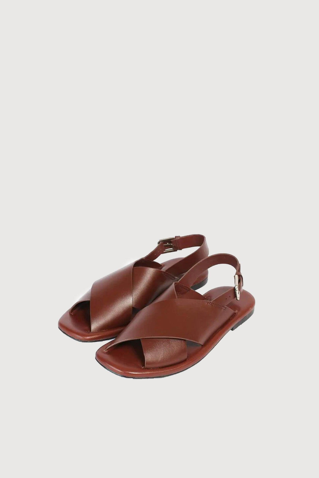 Novado - Flat Leather Peshawari Sandals For Women's - Brown