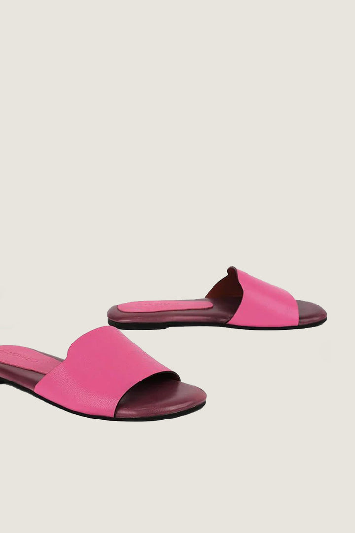 Novado - Flat Leather Sandals - Fuchsia Rose