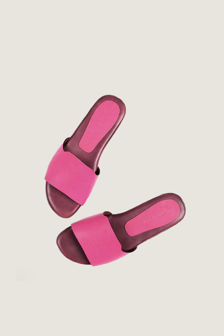 Novado - Flat Leather Sandals - Fuchsia Rose