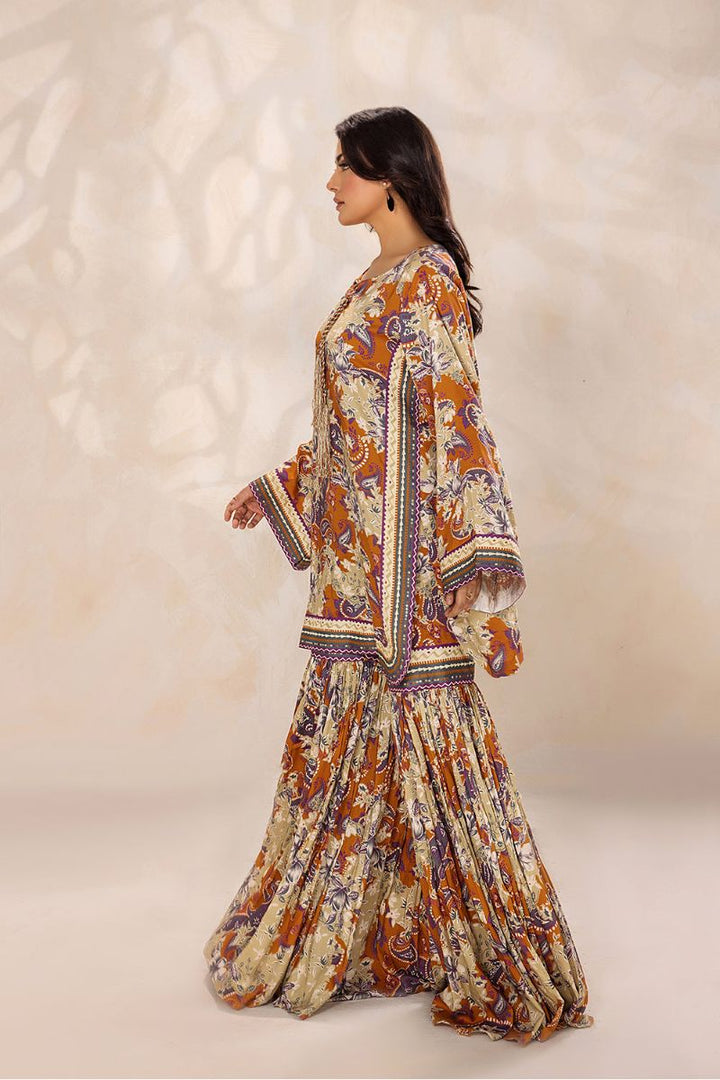 SAFWA - Printed - Orange - Lawn - 2 Piece - Stitched