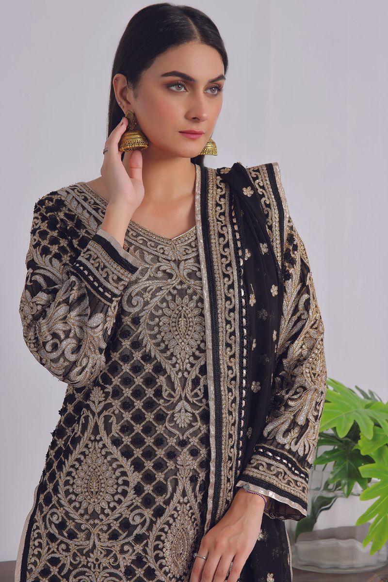 Rizwan Beyg Design - Rhea - Cotton Net - Black - 2 Piece