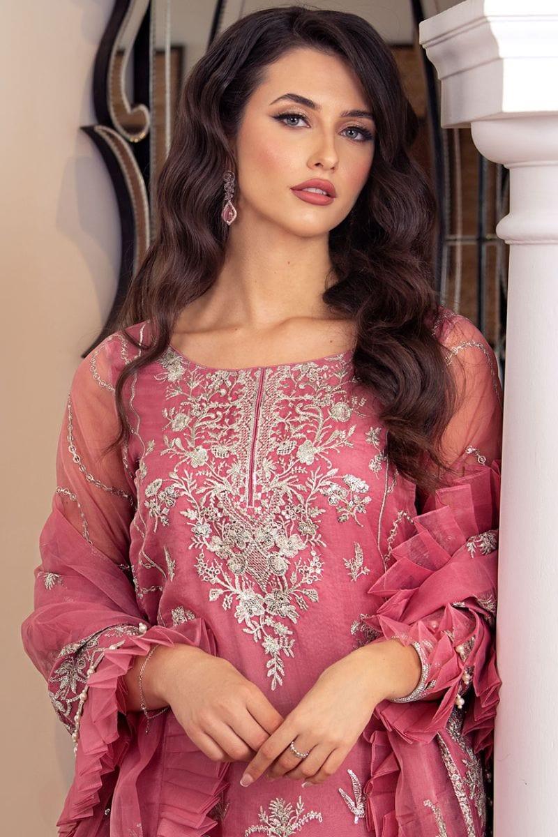 Kaanchi London - Mehru - Stunning Pink - Organza Shirt - 3 Piece - Studio by TCS