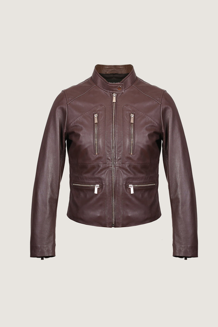 Novado - Women's Modern Fashion Leather Jacket - Brown - 1 Piece